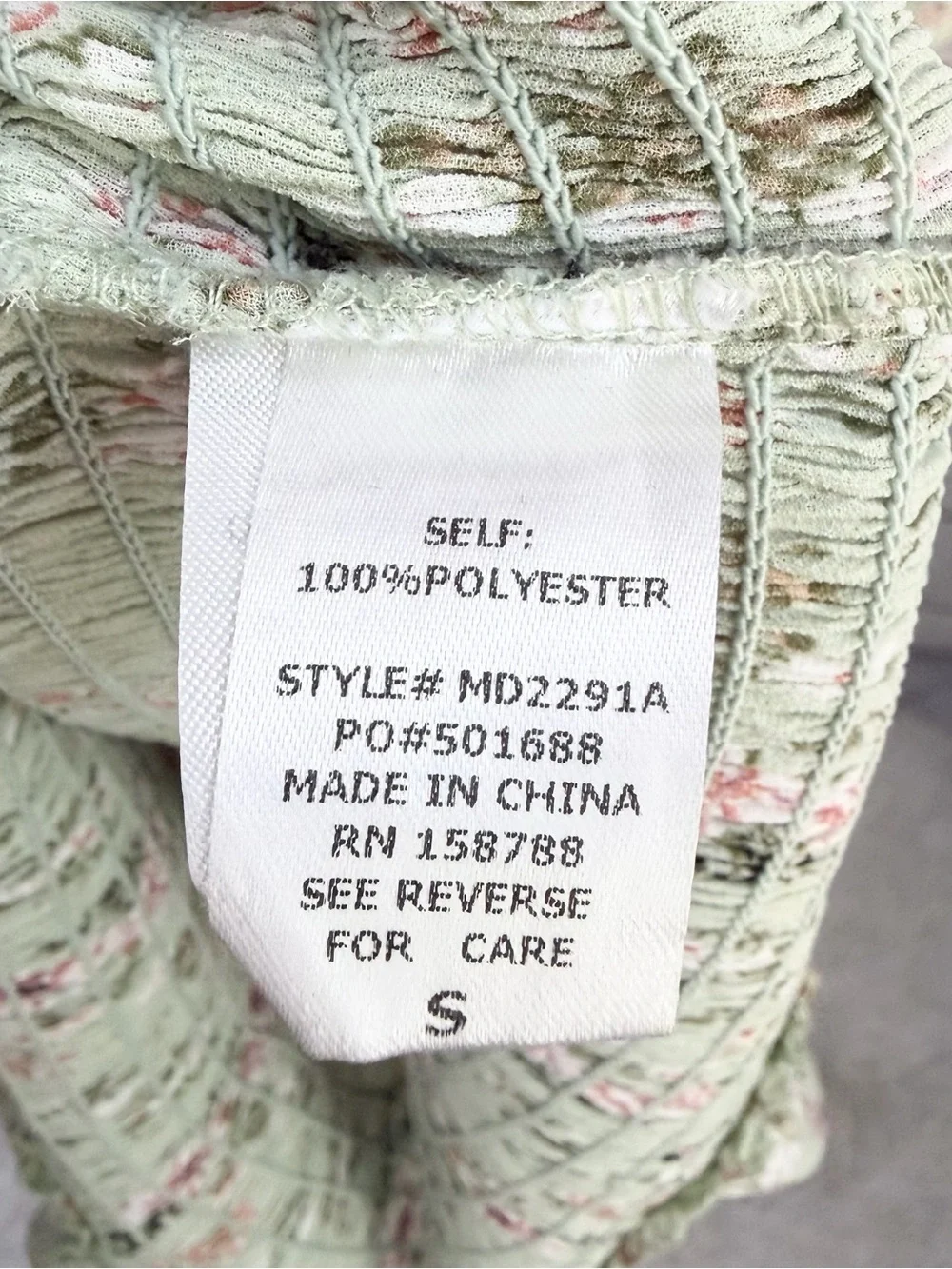 MABLE Light Green Pink Floral Print Smocked Midi Stretchy Tube Dress Size Small - Picture 9 of 11